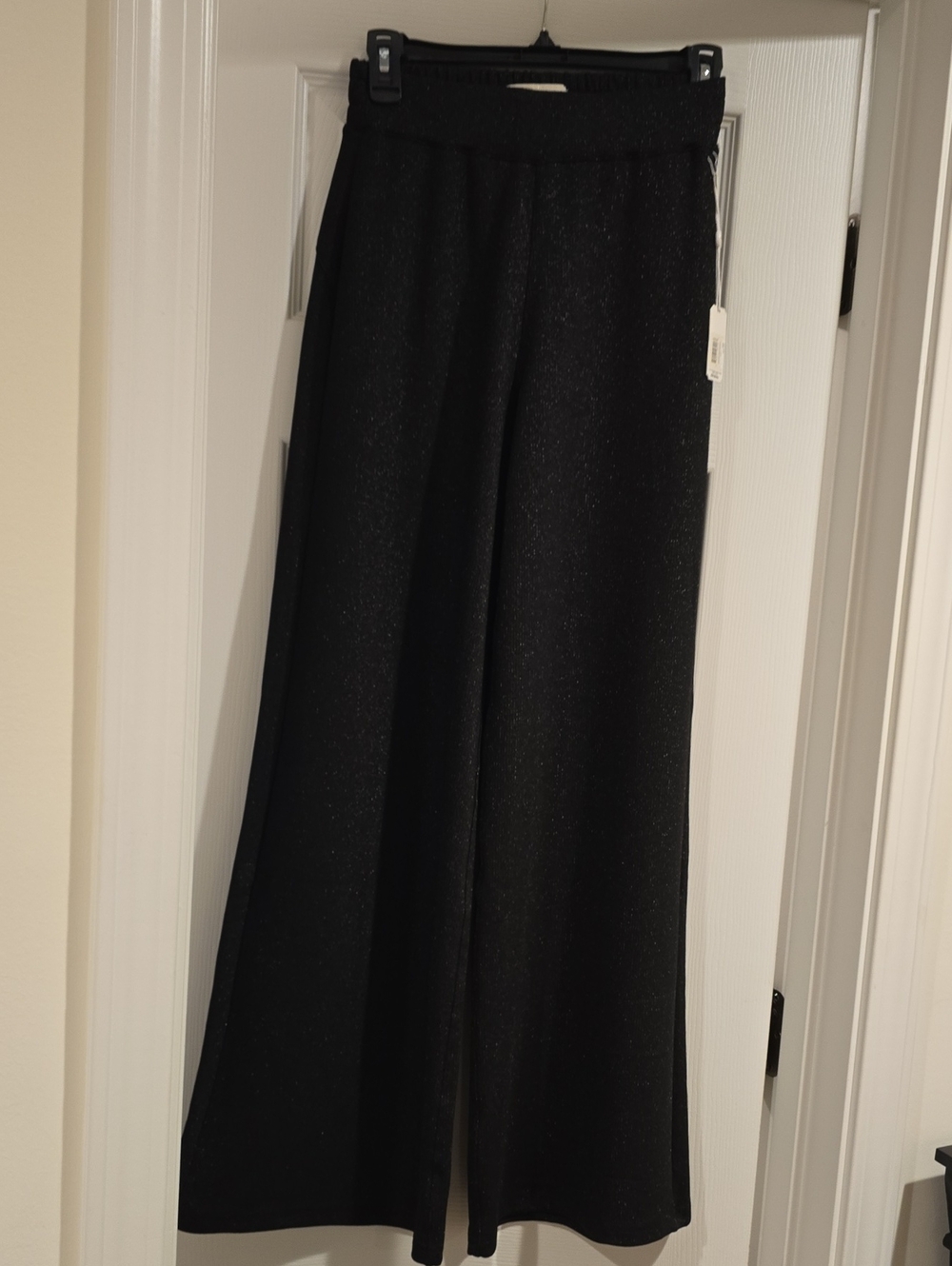 Simply Southern Black Sparkle Wide-Leg Knit Pants